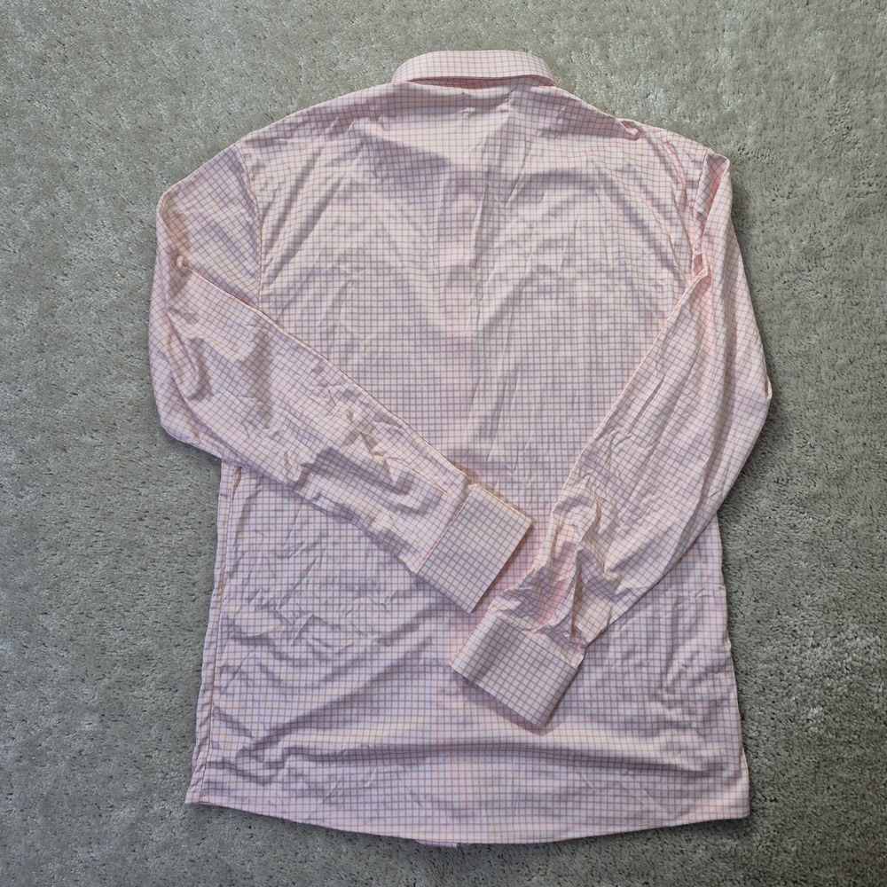 Collars & Co Shirt Mens Medium Orange Check Button Up Performance Office Preppy - Picture 8 of 8